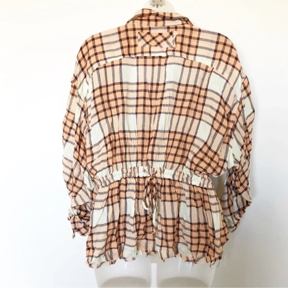 🎉LAST PIECE🎉 Free People Women's Pacific Dawn Drawstring Plaid Shirt‎